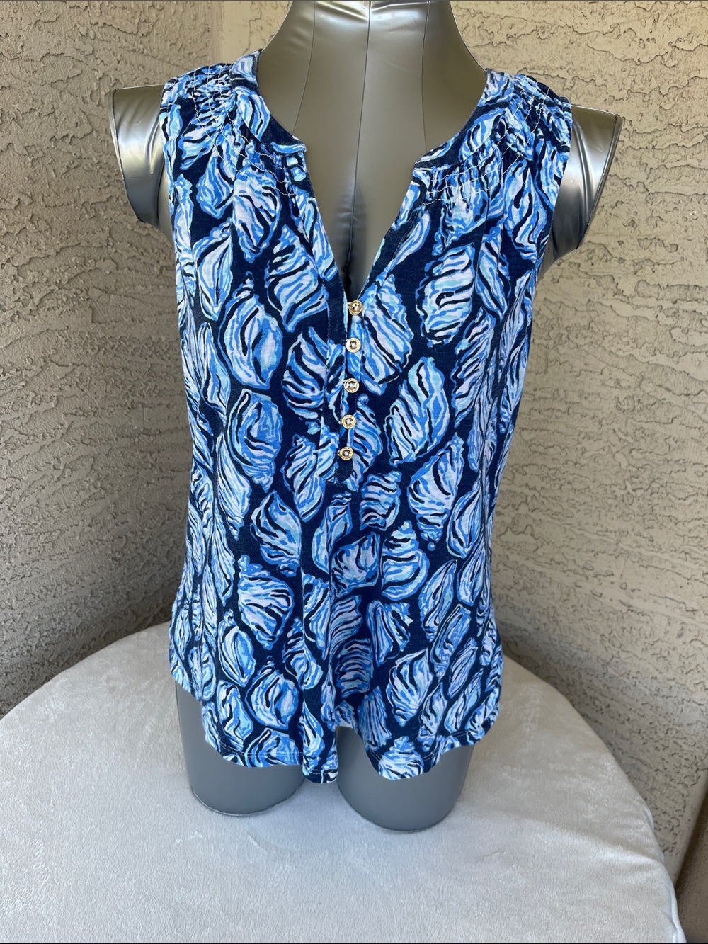 Lilly Pulitzer Blue Multi Leaf-Print Sleeveless Tank